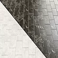 Modern Floor Tiles With Black White Marble Texture Contrast Pattern Design