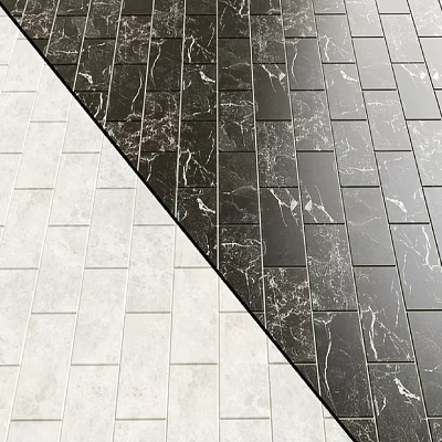 Modern Floor Tiles With Black White Marble Texture Contrast Pattern Design 3d model