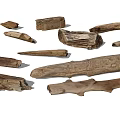 Natural Stone And Wood Decorative Pieces With Various Shapes And Textures