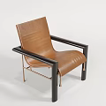 Modern Brown Leather Leisure Chair With Black Armrests And Metal Legs Design