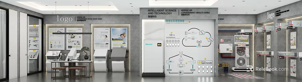 Intelligent Science Technology Exhibition With Air Treatment System Charts And Equipment 3d model 
