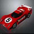 Red Race Car with Number 5 Super Speed Text White Rear Wing and Black Windows