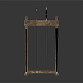 Traditional Weapon Swords Displayed on Wooden Stand with Classic Design Elements 3d model