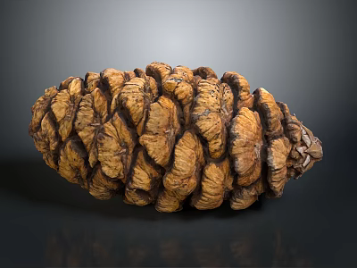 Natural Brown Pine Cone With Detailed Spiral Scales On Dark Background 3d model