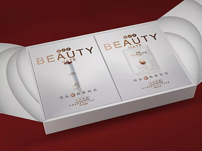 Elegant Beauty Themed Decorative Ornament Set With White Boxes Red Background For Home Decor 3d model