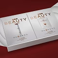 Elegant Beauty Themed Decorative Ornament Set With White Boxes Red Background For Home Decor