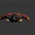 Game Movie Character 3D Model In Red Bodysuit With Black Shoulders Yellow Cuffs And Shoes