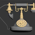 Vintage Classic Telephone With Gold And Silver Metal Rotary Dial Retro Design