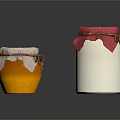 Orange And White Glass Jars With Cloth Covers And String Ties For Household Use
