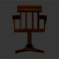 Classic Wooden Leisure Chair with Armrest and Vertical Slat Back on Swivel Base