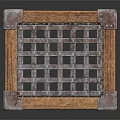 Decorative Ornament Set With Wooden Frame Metal Grid Cube Design And Corner Accents