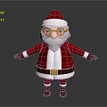 Santa Claus Christmas Decorative Ornament With Red Outfit White Trim Brown Boots And Yellow Glasses