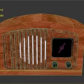 Vintage Wooden Case Radio Classic Electronic Appliance With Display Screen And Control Knobs