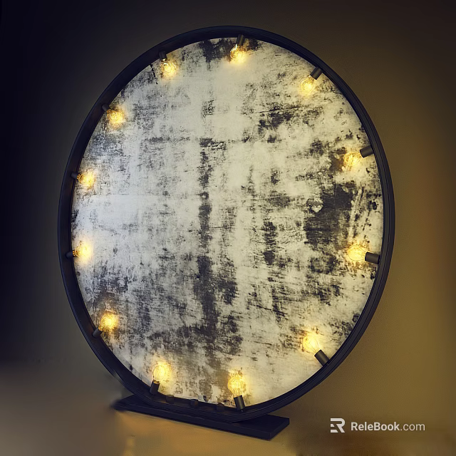 Modern Abstract Floor Lamp with Round Design Edge Bulbs and Textured Panel for Home Decor 3d model 