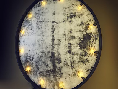 Modern Abstract Floor Lamp with Round Design Edge Bulbs and Textured Panel for Home Decor 3d model