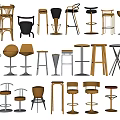 Various Modern And Classic Bar Stools With Different Designs For Home Bar Use 3d model