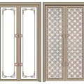 New Chinese style double door sliding door 3d model