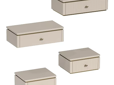Set Of Beige Drawer Storage Boxes With Lid And Handle For Home Organization 3d model
