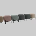 Beige Upholstered Ottoman With Black Metal Legs And Minimalist Design Style