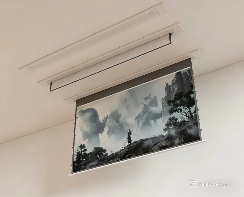 Ceiling Mounted Projection Monitoring System With Landscape Image 3d model 