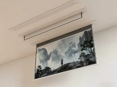 Ceiling Mounted Projection Monitoring System With Landscape Image 3d model