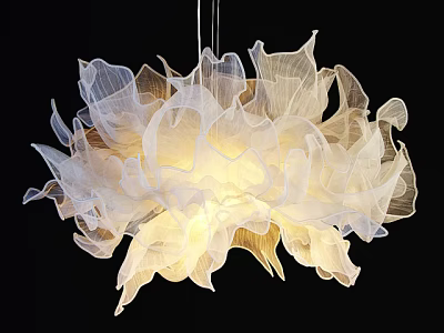Modern Artistic Chandelier With White Flowing Petal Design And Warm Glow 3d model