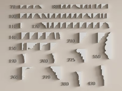 Gypsum Molding Collection Featuring Various Sizes And Different Design Patterns For Decoration 3d model