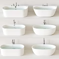 Variety of White Bathtub Designs Arranged in Rows