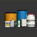 Household Supplies Containers Including Plastic Barrels Bottles And Jars In Different Sizes And Colors