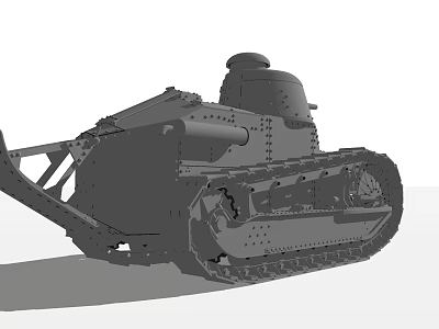Vintage Military Tank With Caterpillar Tracks And Turret 3D Model Rendering 3d model