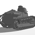 Vintage Military Tank With Caterpillar Tracks And Turret 3D Model Rendering