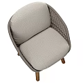 Gray Fabric Leisure Chair With Woven Armrest And Wooden Legs Design