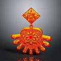 Orange Palm Shaped Clothing Ornament With Floral Pattern And Intricate Design