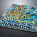 Detailed Industrial Multilayer Piping System Model With Colorful Pipes And Structure