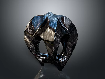 Abstract Geometric Polyhedral Furniture Sculpture With Metallic Black Surface And Hollow Design Structure 3d model