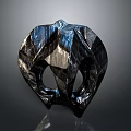 Abstract Geometric Polyhedral Furniture Sculpture With Metallic Black Surface And Hollow Design Structure