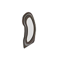 Modern Irregular Shaped Mirror With Wooden Frame And Gold Accent For Home Decor