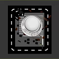 Miniature Coffee Shop Model With Overhead Spilled Coffee Cup And Scattered Beans