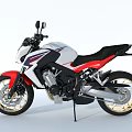 Stylish Modern Sport Motorcycle With White Red Blue Body Black Seat And Golden Wheels