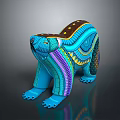 Colorful Handcrafted Bear Sculpture With Vibrant Geometric Patterns And Artistic Design