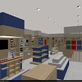 Shopping Mall Store Interior With Blue Wooden Shelves And Stuffed Toys