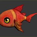 Colorful Red and Orange Aquatic Fish with Large Eyes Vibrant Fins and Shiny Reflection