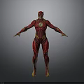The Flash 3D Model With Red Suit And Yellow Lightning Symbol In Standing Pose