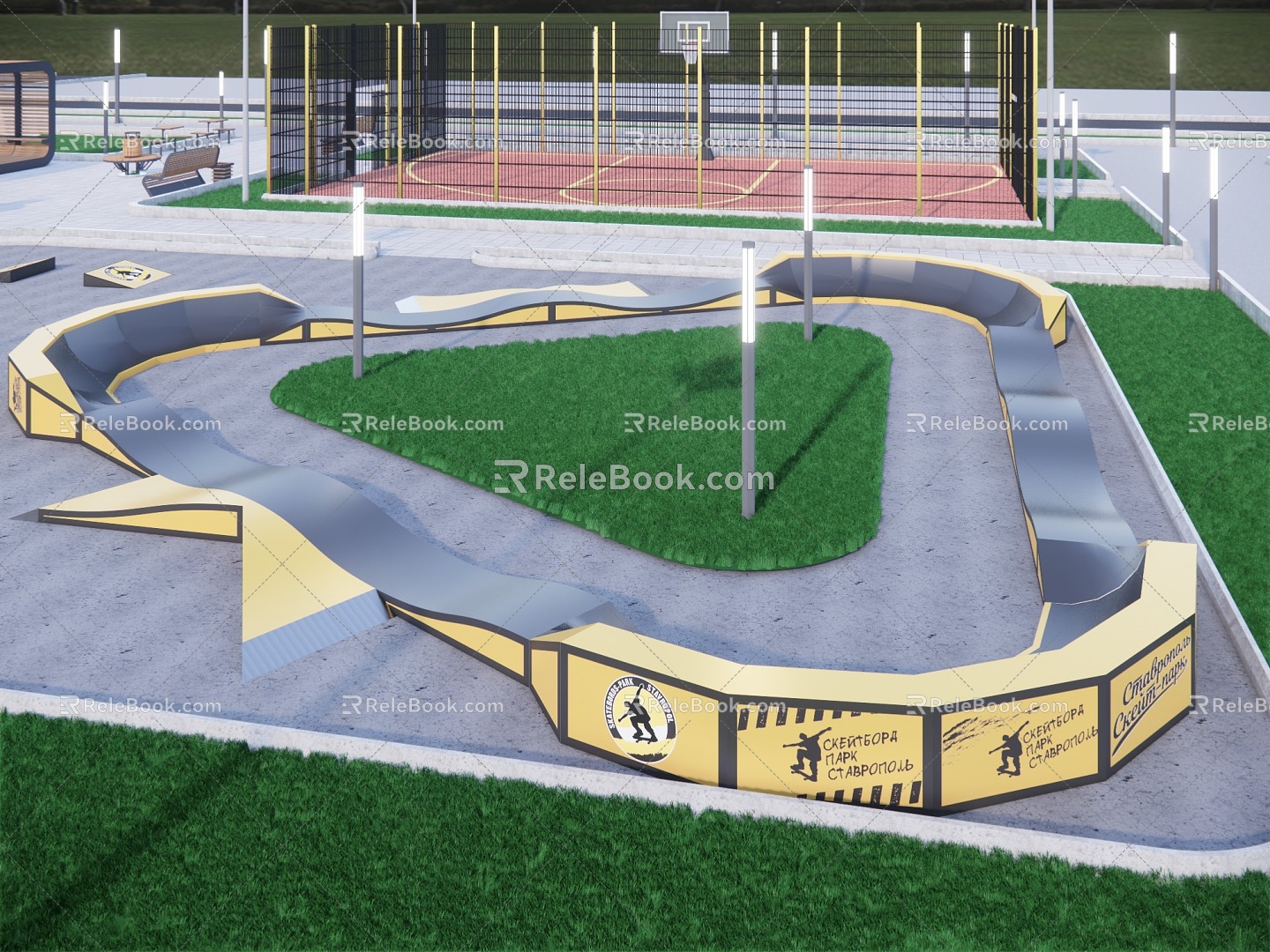 Modern Park Skate Park 3d model