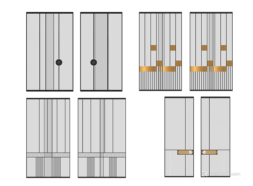 Modern Room Divider Designs With Various Geometric Patterns And Striped Panels 3d model