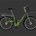 Modern Green Bicycle With Front Basket Rear Rack And Black Seat Design