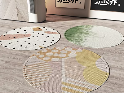 Colorful Round Rugs With Dots Gradient Green And Geometric Patterns For Living Room Floor Decor 3d model