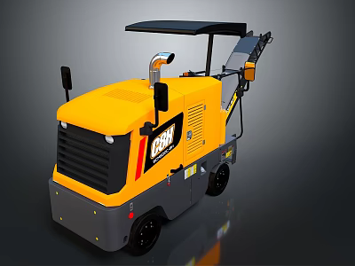 CMI Yellow And Gray Road Milling Machine With Cab And Milling Drum 3d model