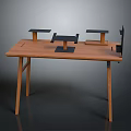Minimalist Wooden Table Furniture With Black Supports And Sturdy Legs