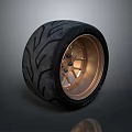 Black Car Tire With Gold Spoke Wheel Rim And Tread Pattern Design Car Parts